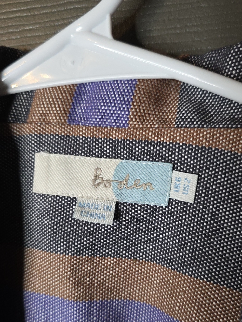Boden Striped Linen Blend Blazer Jacket in Gray, Purple & Tan Sz 2 - Picture 2 of 6